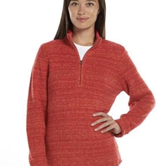 Woolrich Sweaters - Woolrich Women’s Red/Yellow Wool Blend 1/4 Zip Long Sleeve Sweater Size L